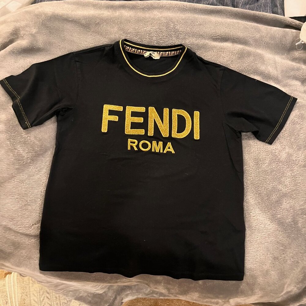 FENDI- Black and Gold Fendi T-Shirt